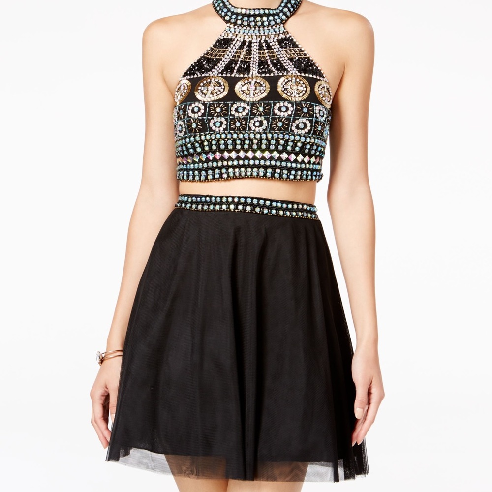 Crystal Doll 2-Piece Embellished Fit & Flare Dress
